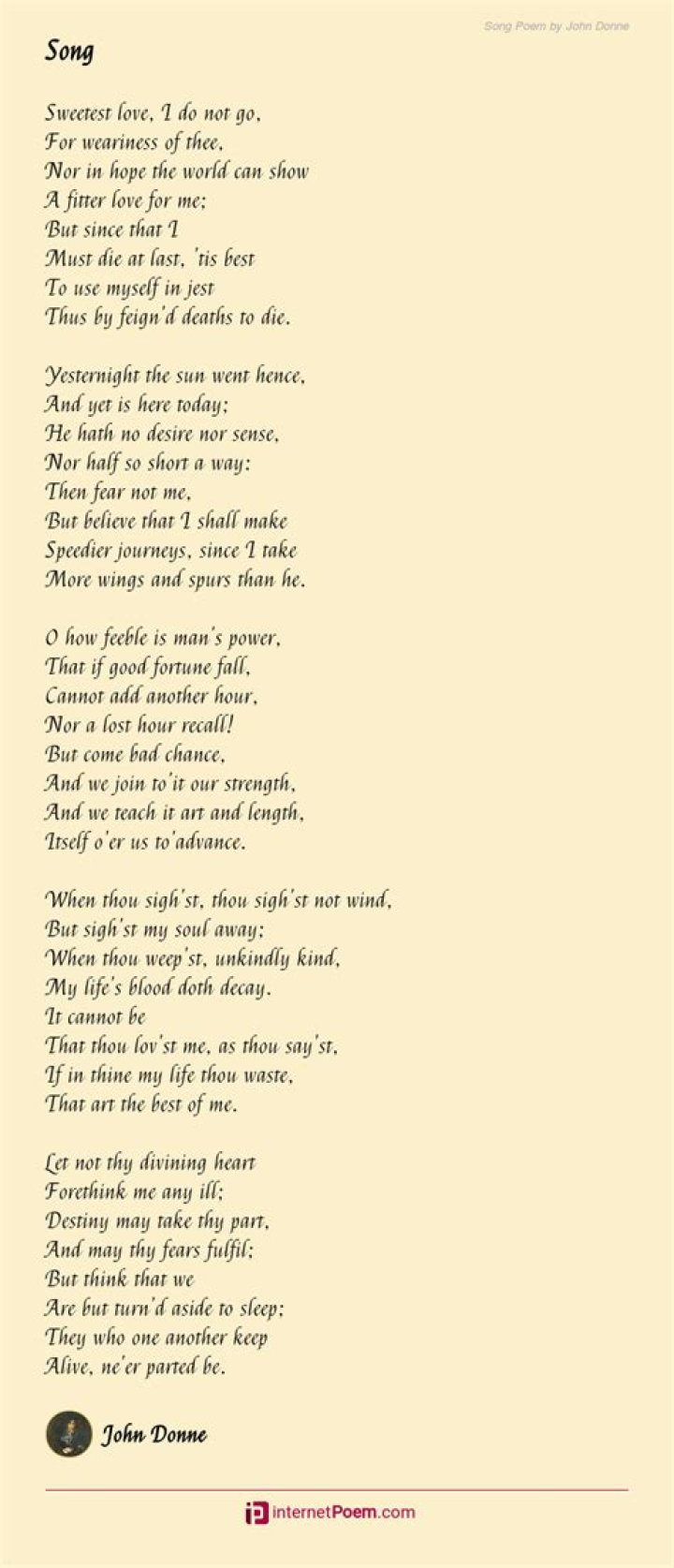 What is the theme of the poem song by John Donne