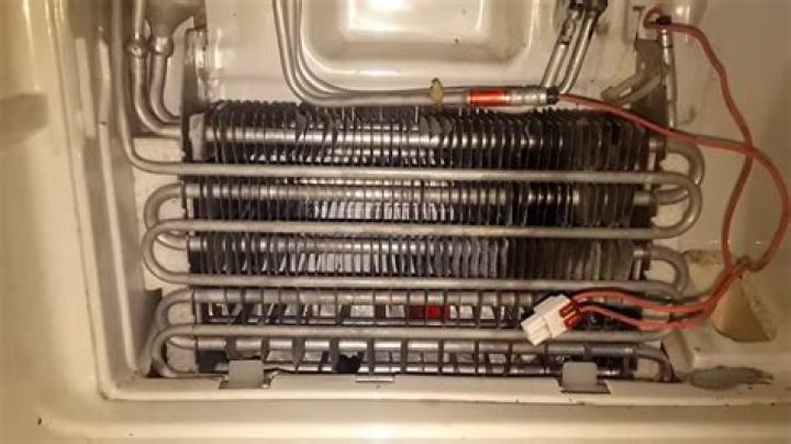 Where is the evaporator coil located in a refrigerator